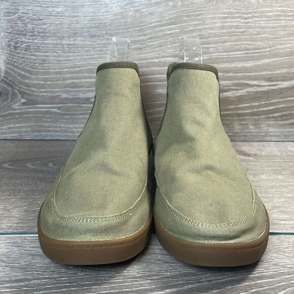Sanuk Pair O Dice Women’s Sz 7.5 Olive Green Canvas Pull On Chelsea Mid Sneakers - Picture 2 of 10
